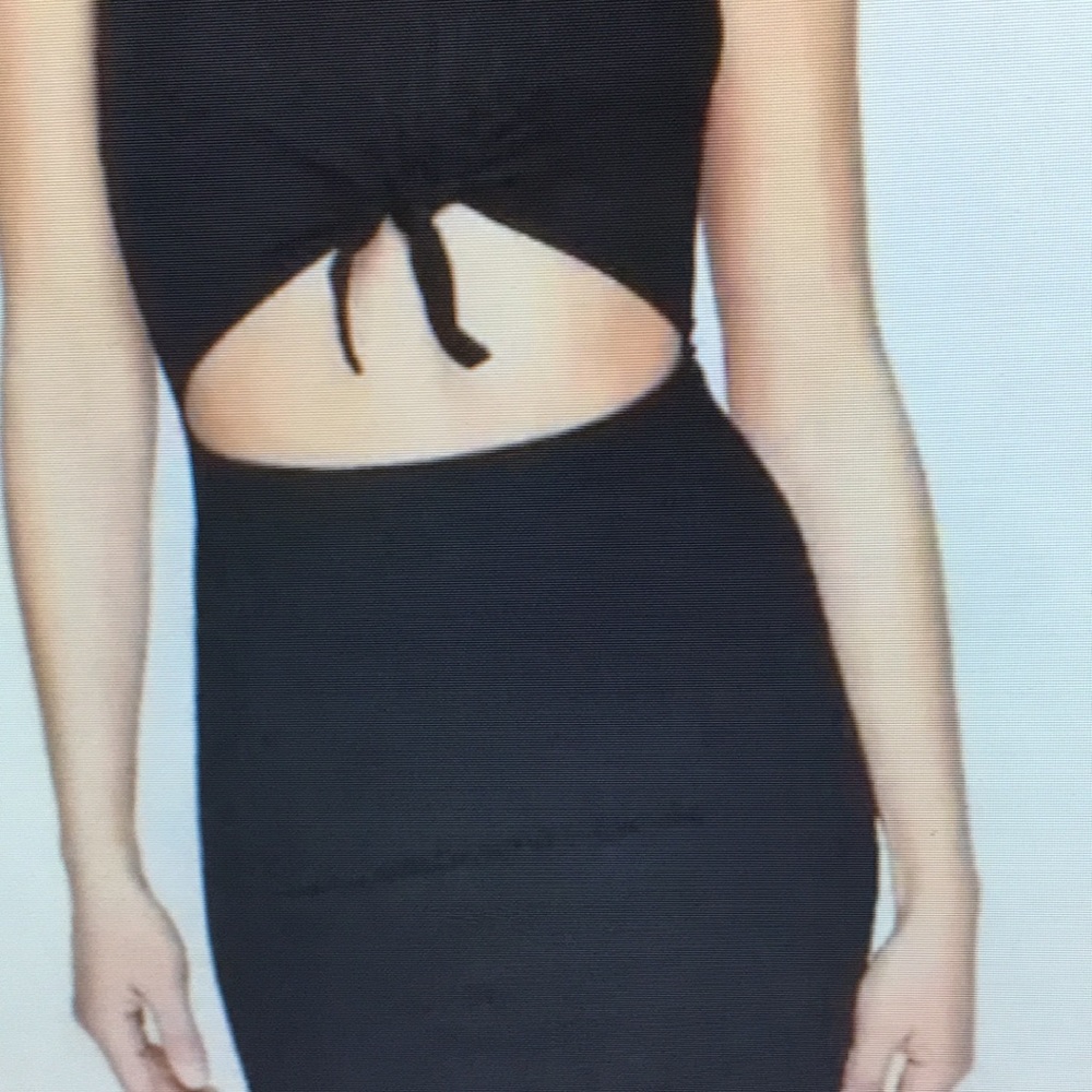 Black Cutout Tie-Front Dress